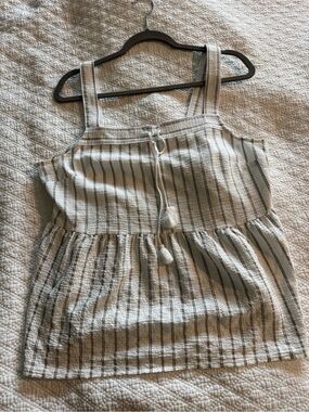 Banana Republic Cream and Black Striped Tank
